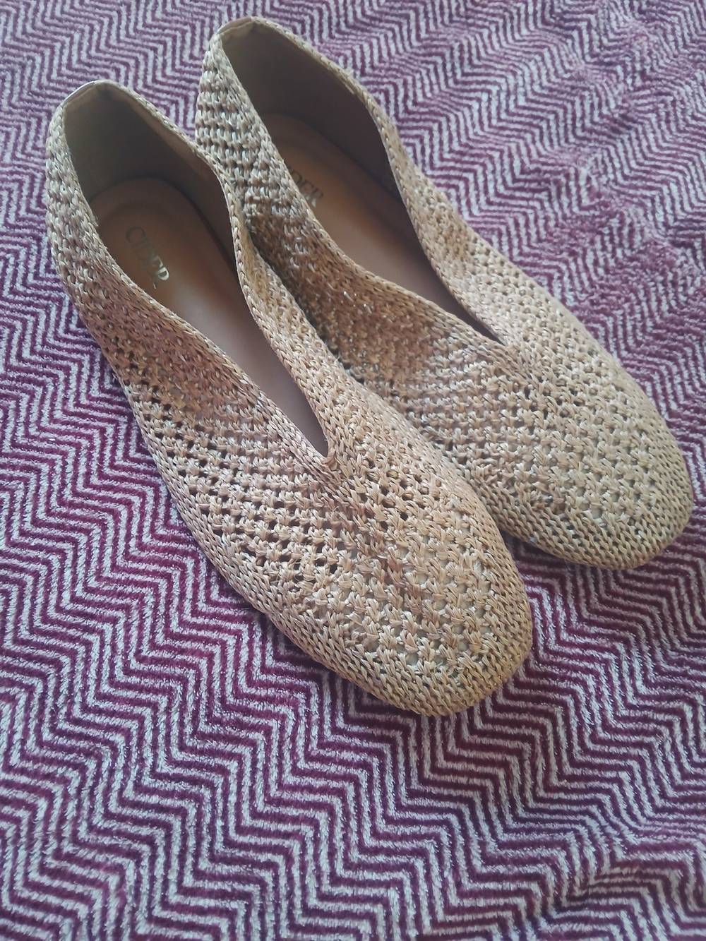Cider Natural Light Brown Woven Slip-On Flats